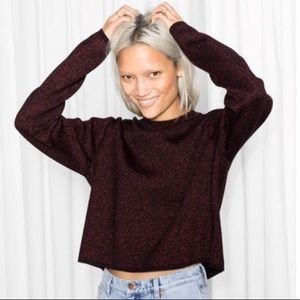 & Other Stories red glitter black crop sweater